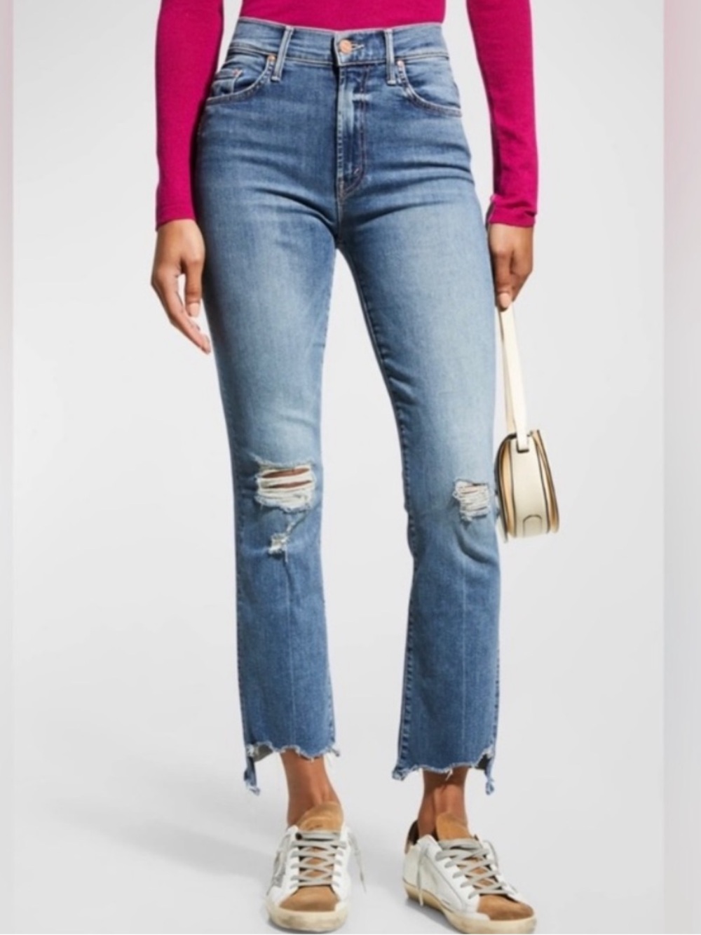 Mother Jeans The Insider Crop Step Chew Fray Dancing On Coals Size 30